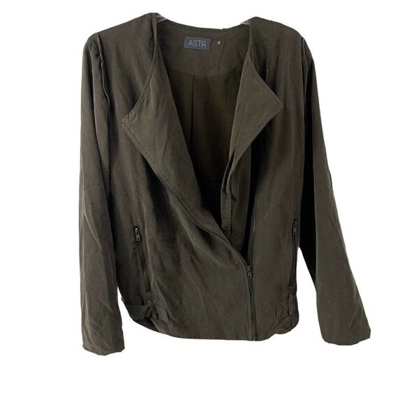 ASTR Gray Tencel Moto Jacket Asymmetric Zip Medium - Picture 2 of 11